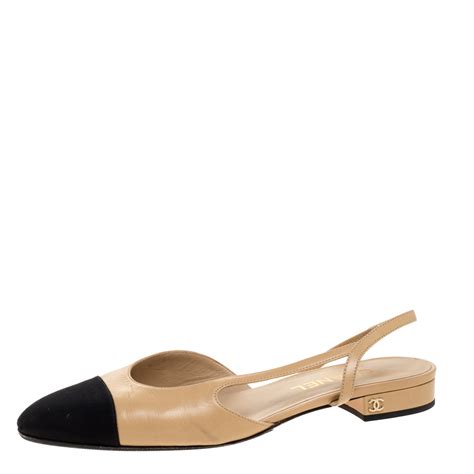 chanel pumps classic|Chanel cap toe slingback flats.